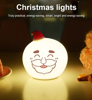 

Silicone Santa Claus Pat Night Light Colorful Christmas Atmosphere Light Kids Gift Bedroom Pressure Reducing Toy Decor Lampara