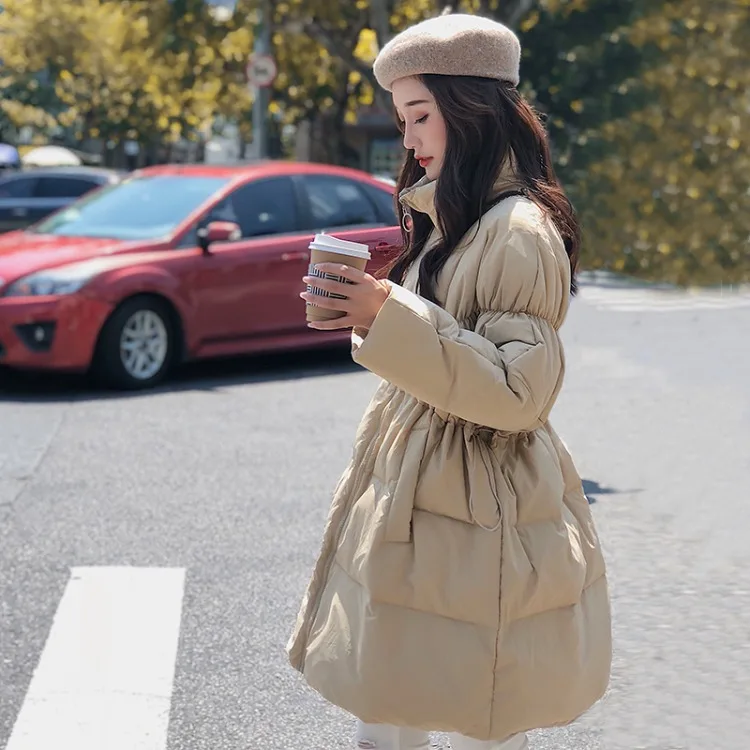 Photo Shoot New Style Loose Sundress Pendulum down Jacket Women's Mid-length Korean-style Dongdaemun Waist Hugging Slimming