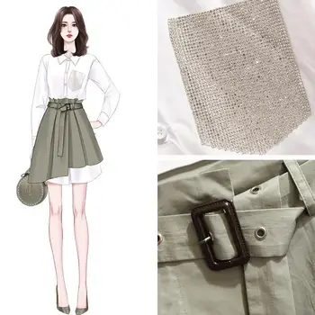 

2019 Women Lapel Patchwork Casual 2 Piece Sets Belt Long Sleeve Irregular Blouse And Mini Skirts 2 Piece Outfits