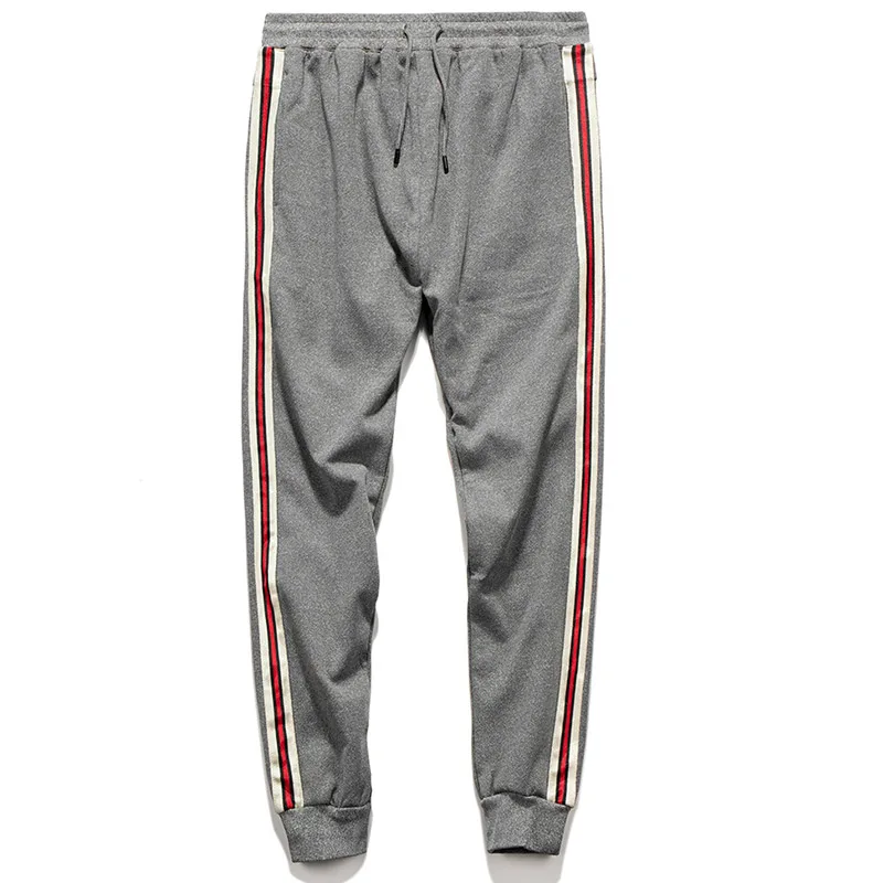 Aolamegs Men Pants Side Striped Sweatpants Elastic Waist Plus Velvet Solid Color Zipper Pockets Pants Casual 3