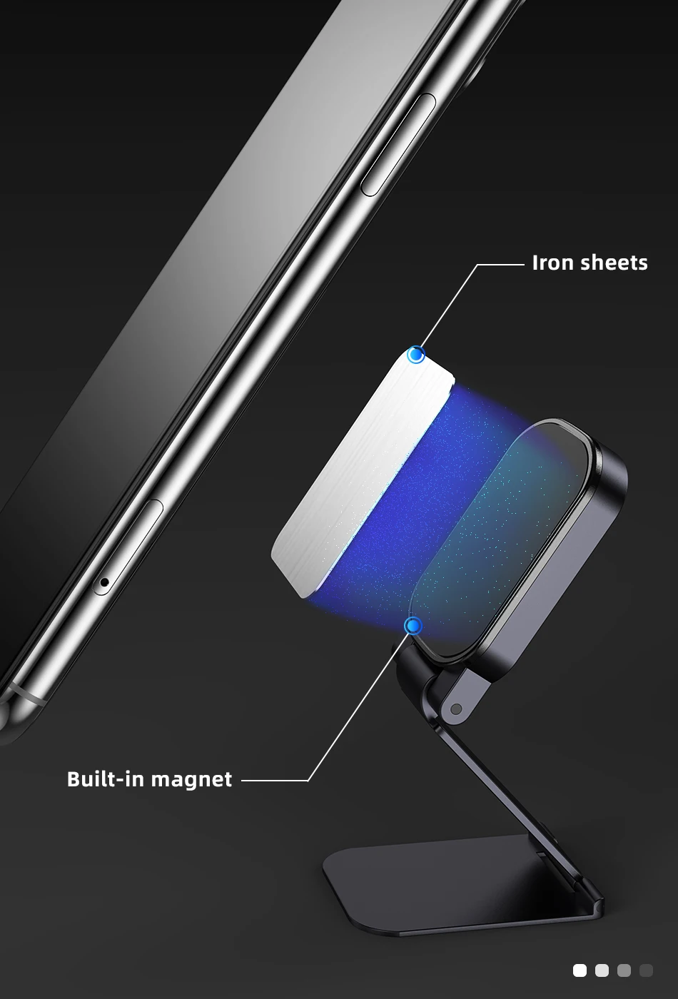 !ACCEZZ Car Magnetic Holder Phone Stand For iPhone 11 X Samsung Center Console Folding Adjustable Magnet Support Desktop Bracket (3)