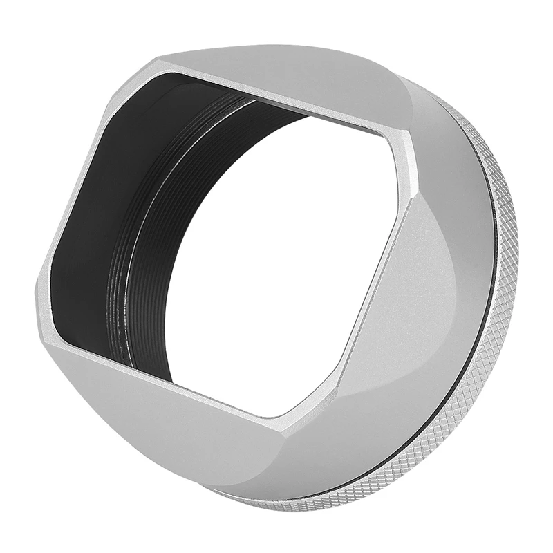 X100v Lens Hood  Aluminum Metal with 49mm adapter ring For Fujifilm Fuji X100V X100F X100S Camera Lens Hood(silver)