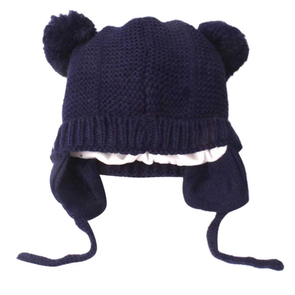 Детские брендовые шапки и шапки для зимы, теплая вязаная шапка для мальчиков и девочек, шапка с помпонами для младенцев, одноцветная вязаная шапка с помпонами,#1122