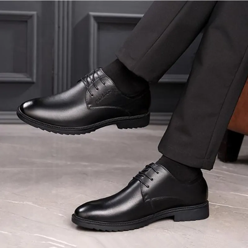 

Men's shoes leather men's business dress shoes wedding banquet shoes men's fashion wild casual black work shoes