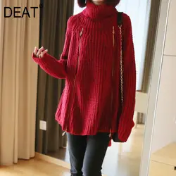LANMREM 2019 Новая мода молния украшение пуловеры свободный свитер женский длинный рукав Peronality трикотажные топы Vestido YG142