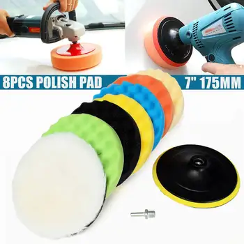 

7'' Sponge Waxing Buffing Sponge Polishing Pads Hand Tool Kit For Compound Auto Car Polisher with Drill