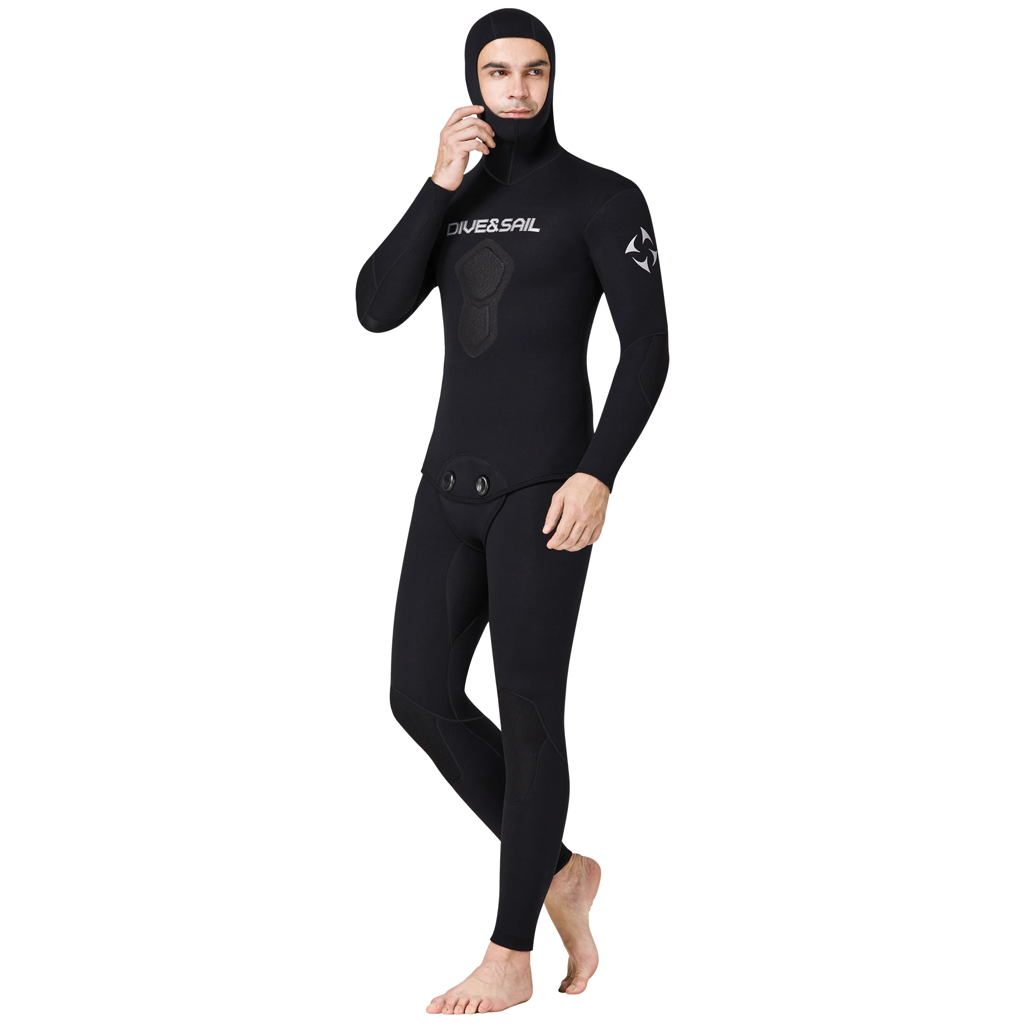 SpearfishingWetsuitsMen15mmNeopreneCR2PiecesHoodedLongSleeve
