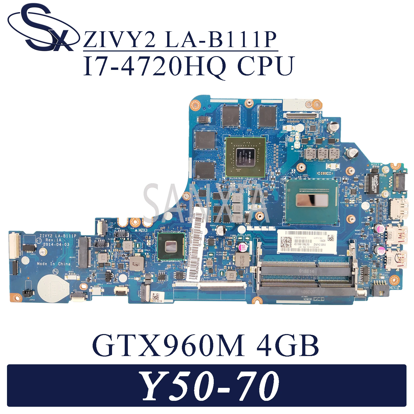 Материнская плата KEFU LA B111P для ноутбука Lenovo Y50 70 оригинальная материнская I7