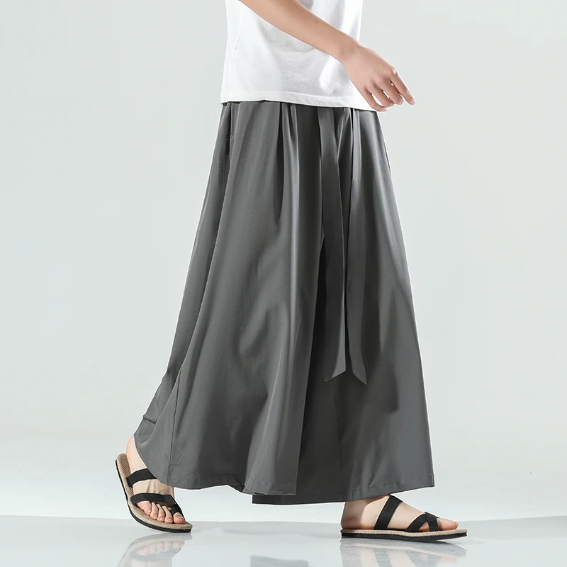 Men's Casual Solid Color Baggy Trousers Men Chinese Style Harem Pants Male Elastic Waist Hip Hop Streewear Pants