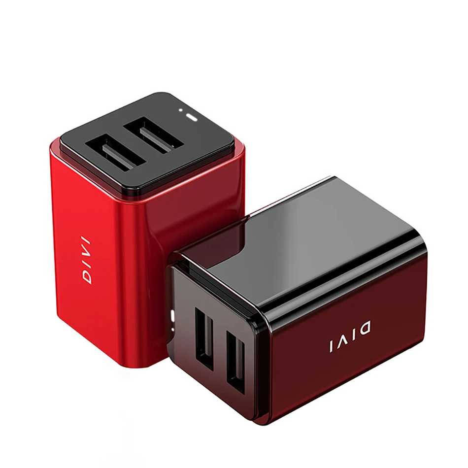 DIVI USB настенное зарядное устройство, 2.4A 12 Вт двухпортовый USB адаптер со складной вилкой, зарядное устройство Блок куб совместимый iPhone Xiaomi samsung