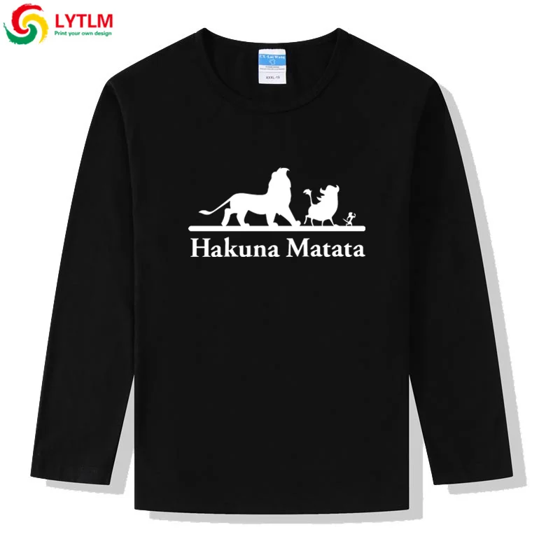 LYTLM Hakuna Matata/футболка Roi Lion/футболки для мальчиков, детские футболки реглан для маленьких девочек, Детская футболка с длинными рукавами с изображением короля льва для мальчиков - Цвет: CX LYCRA Black