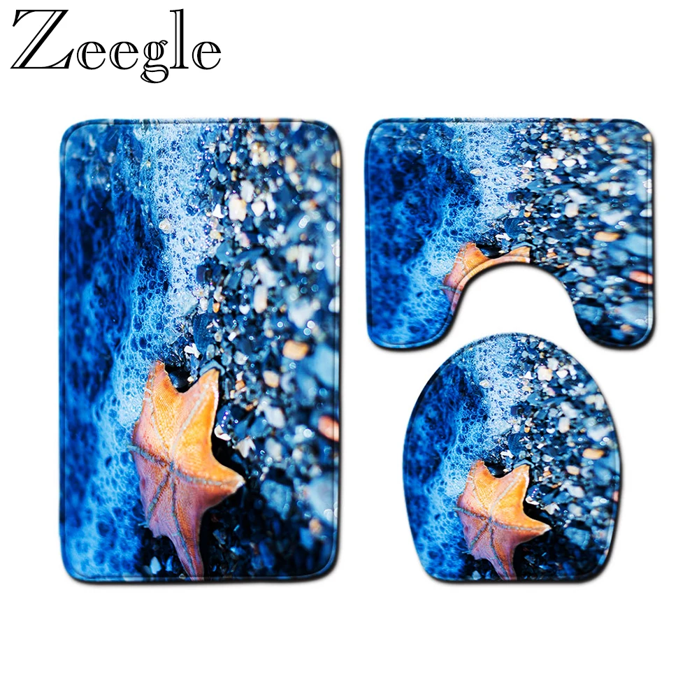 3pcs Non-Slip Bath Mats Set Bathroom Carpet Rug Toilet Mat Set Soft Microfiber Absorbent Bathroom Mat  Coral Fleece Floor Mat