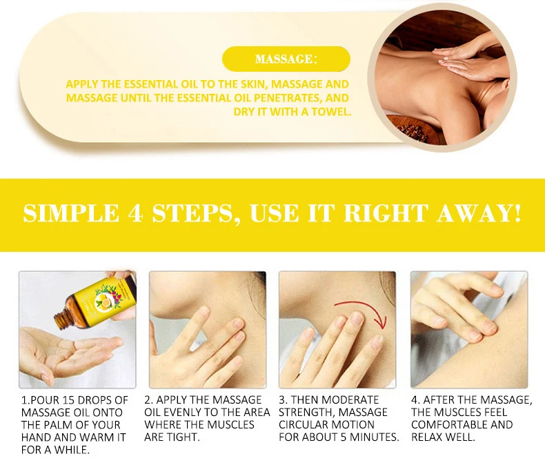 Pure Plant Lemon Massage Essential Oil Thermal Body Essential Oil For Scrape Therapy SPA Relax Moisturizing Skin Care TSLM2
