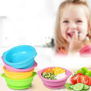 

Kidlove Silica Gel Toddler Round Shape Suction Anti-skip Anti-fall Bowl Unbreakable Baby Feeding Supply Children Heat Proof Bowl