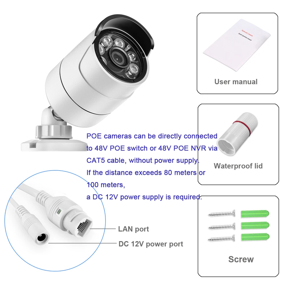 Gadinan Outdoor IP Camera Audio 5MP 3MP 2MP POE Waterproof Infrared Night Vision SD Card Slot Bullet Video Srveillance security camera monitor