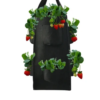 

Garden 8 openings Hanging Strawberry Planting Bag Vegetable Growing Bag Home Terraces Flower Planting Bags with Handle Straps
