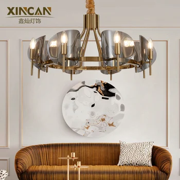 

Fashion crystal chandelier light luxury living room lamp American Lighting restaurant post modern simple net red creative