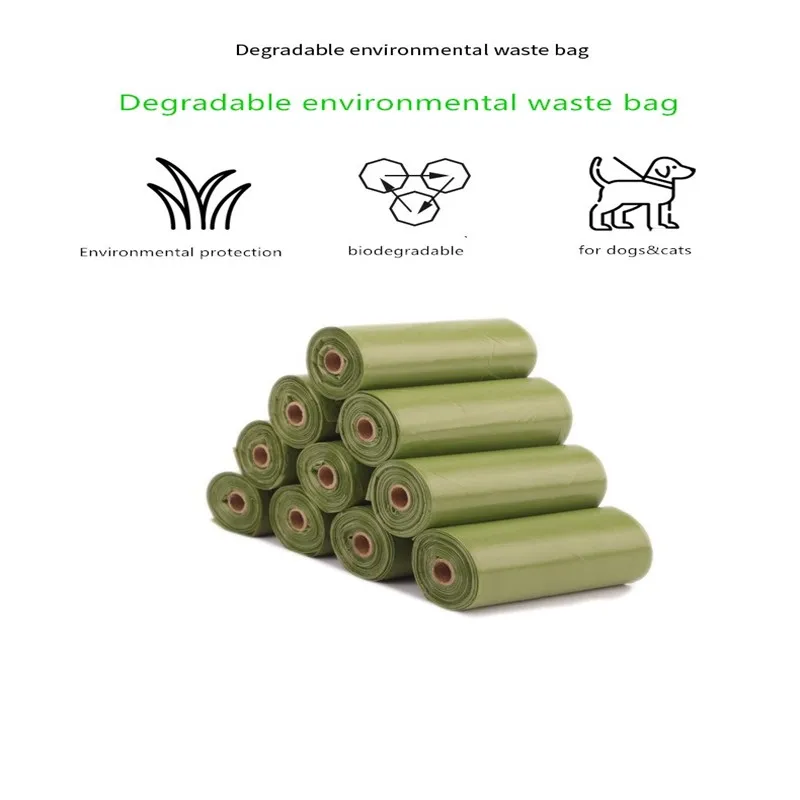 

Biodegradable green pet bag dog poop bag rolls garbage bags dog accessories degradable environmental waste bag
