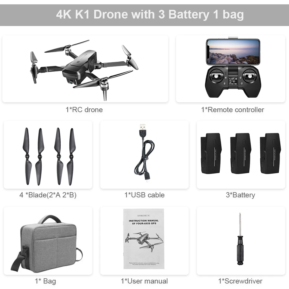 VISUO ZEN K1 Радиоуправляемый Дрон с 4K двойной камерой 30 минут время полета 5G wifi gps Optiacal Flow Радиоуправляемый квадрокоптер бесколлекторный р/у Вертолет игрушка - Цвет: 3B With Bag