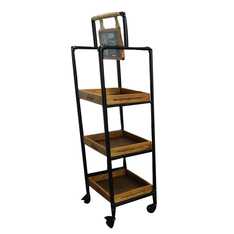 

China Manufacturer Supermarket System Wood and Metal Wine Display Rack