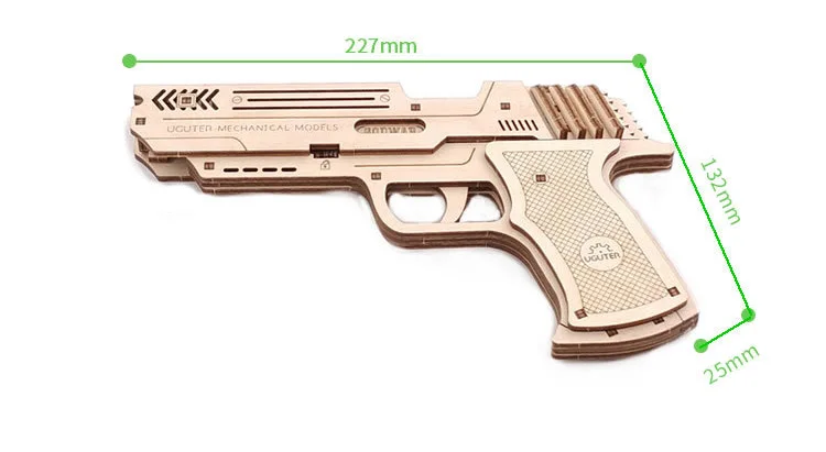 Howplay 6 всплесков Деревянный пистолет с резиновой лентой пистолет Механическая Трансмиссия модель оружие сборки игрушки для детей Семейные игры