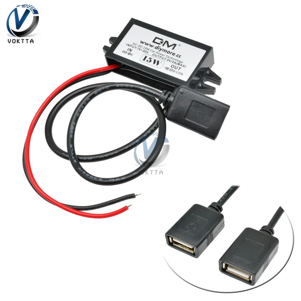 DC-DC 12V to 5V 3A 15W понижающий преобразователь питания USB адаптер регулятора защита от
