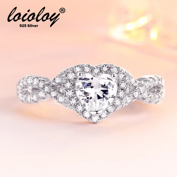 

2020 Heart Diamond Rings Silver Jewelry 925 Sterling Silver Wedding Ring For Women Bijoux Femme Engagement Rings Female New