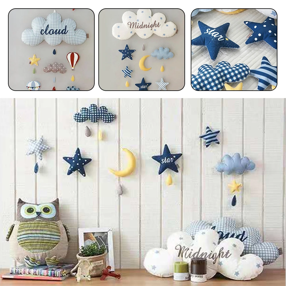 

Children Rattle Stroller Toy DIY Handmade Star Moon Rocket Felt Toys Newborn Rotating Mobile Musical Box Baby Rattles Crib Toy