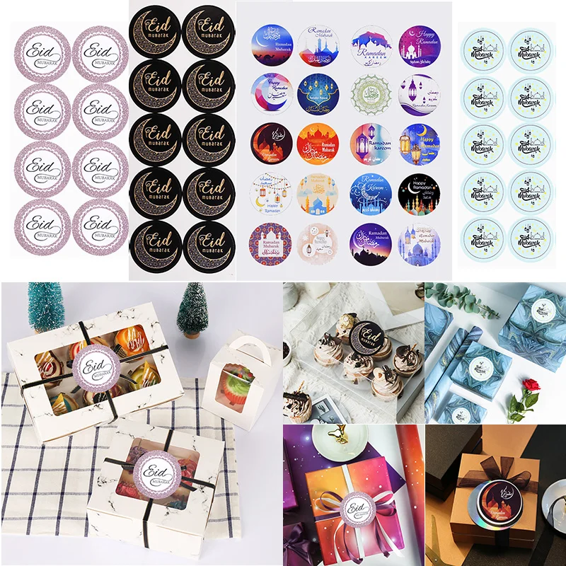 60pcs Eid Mubarak Sticker Handmade Stickers Gifts Box Seal Labels Paper Islamic Muslim Ramadan Party Decoration Supplies | Дом и сад