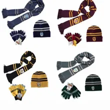 Scarf Gloves Hogwarts Hermione Ravenclaw Hufflepuff School Women for Boy Girl Hat 3pcs