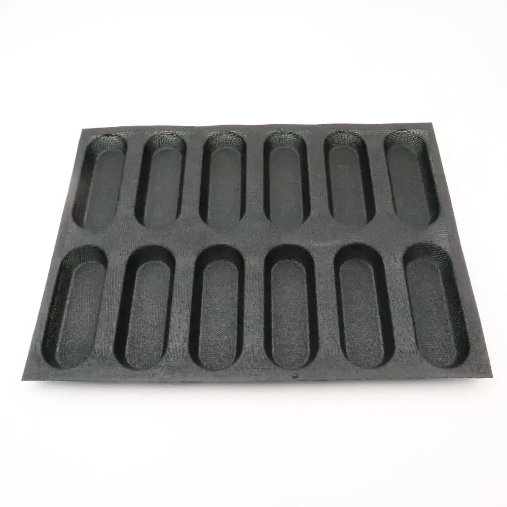

Bluedrop silicone hot dog baking form baby sandwich baking sheet Eclair baking liners 12 inch 5 loaves oblong shape