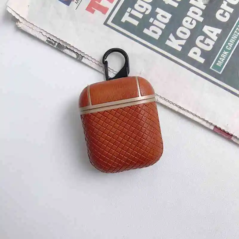 Light Brown Тканевый кожаный чехол для Airpods 1 2 Bluetooth беспроводные наушники ретро PU кожаный чехол для гарнитуры для Airpods 1 2 зарядная Коробка Чехол - Цвет: Light Brown