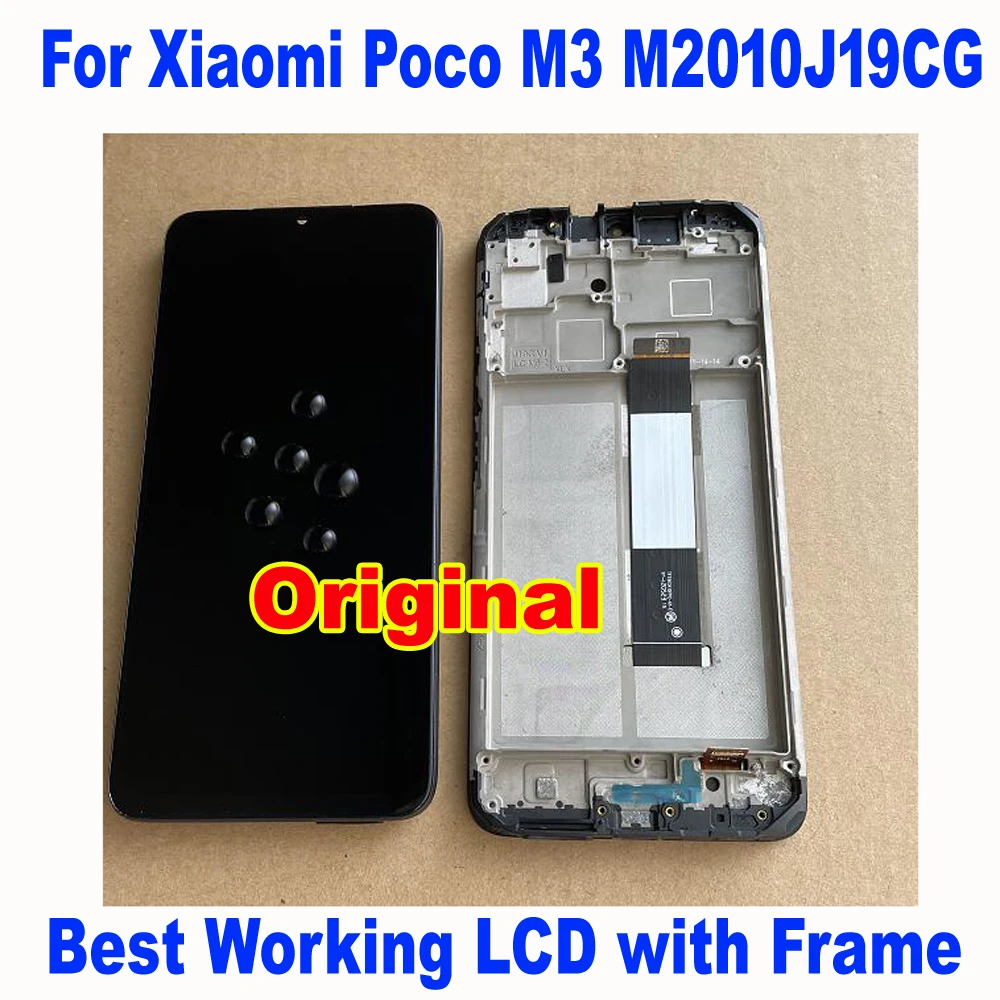 3M DISPLAY FRAME XIAOMI POCO M3 M2010J19C SCHERMO LCD VETRO TOUCH PARI ORIGINALE 