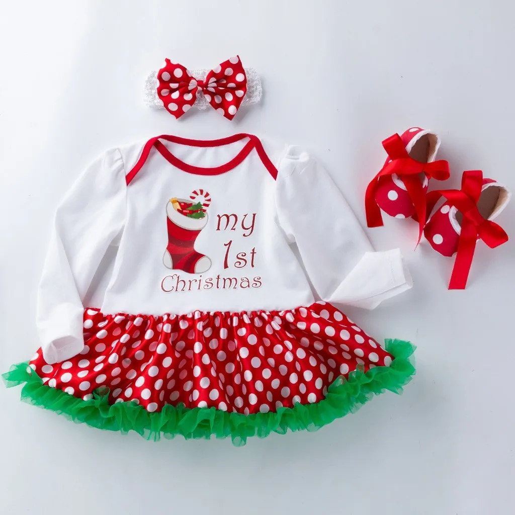 MY 1st/Рождественская Одежда для маленьких девочек; зимний комплект одежды; комбинезон; юбка; платье; повязка на голову; комплект из 3 предметов - Цвет: c