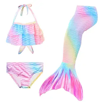 

Girls 3pcs Mermaid Tail Cosplay Swimsuit Children Princess Ariel Bikini Bathing Suit Swimming Mermaid Costume