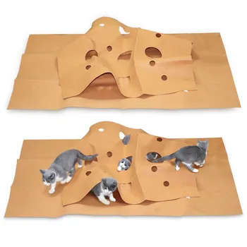 

Best Design Pet Cat Toy Durable Holed Blanket Foldable Play Mat Hide And Seek Carpet with Holes Scratch-Resistant Hiding House