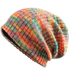

Casual Knitted Hat Warm Unisex Colorful Stripe Knitted Hat Women Hat Women Hat