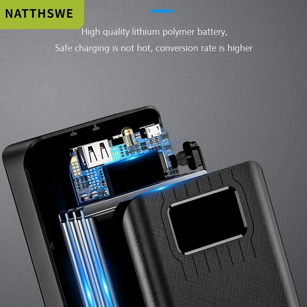  NATTHSWE Power Bank Portable 30000 MAh for All Xiaomi Smart Phone Battery Powerbank Fast Charging E