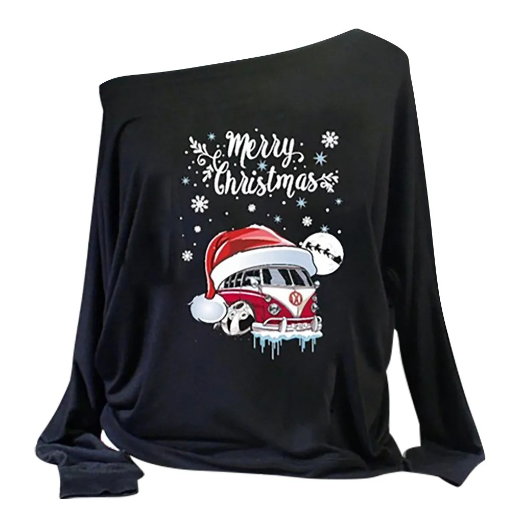 Футболка с надписью «Merry Christmas», женские блузки, модная Милая футболка с графикой, Kawaii, футболки, топы, хипстер, Camiseta Mujer Blusa# T2 - Цвет: Black