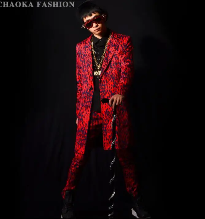 Red leopard print suit mens Clearance