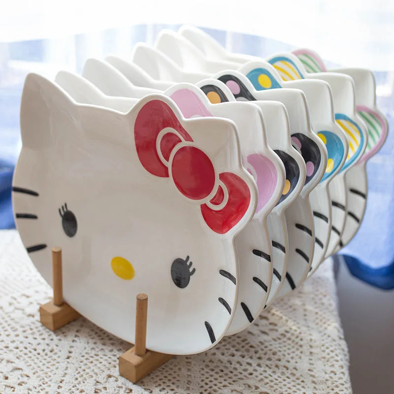 

HelloKitty Cute Cartoon Ceramic Fruit Snack Plate Japanese Steak Platter Set China Plates Dessert Plate