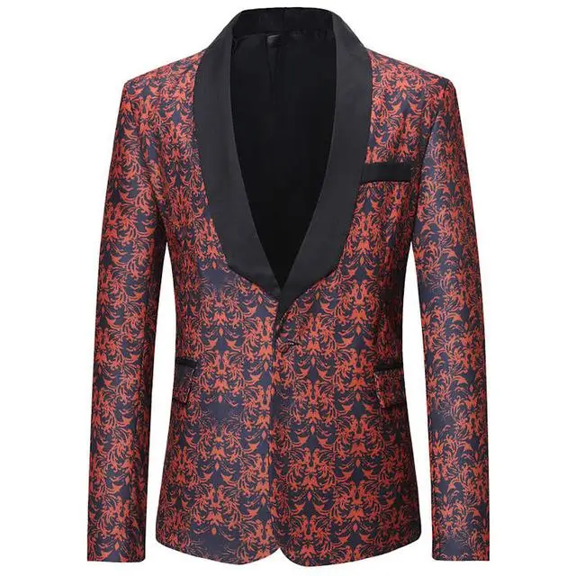 Marca nueva marea hombres moda impresin Блейзер diseo MS tamao cadera caliente casual masculino Delgado Fit chaqueta - Цвет: 7801