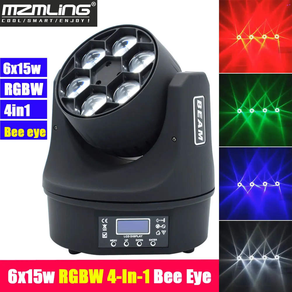 4 шт./лот 6x15 Вт RGBW 4In1 светодиодный мини пчелиный глаз луч света DMX512 Moving головной