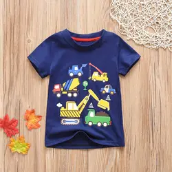 Новая хлопковая детская футболка, детские летние футболки с короткими рукавами, одежда для девочек, детская футболка с принтом машины
