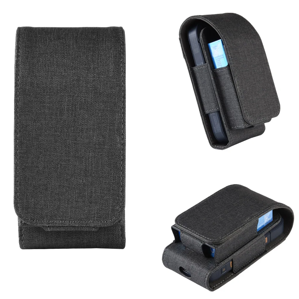 Тканевый чехол для IQOS Чехол-Бумажник Карманный тканевый чехол Textil Canvas 2,4 Plus Джинсовый чехол для переноски электронных сигарет с кольцом-держателем - Цвет: Blue