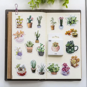 

50 PCS/Set Green Plant Cactus Paper Journal Stickers Planner Scrapbooking Diy Decoration Diary Album Stick Label Sticker