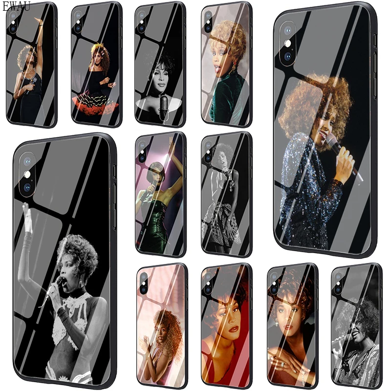 

EWAU Whitney Houston Tempered Glass phone case for iphone 5 5s SE 6 6s 7 8 Plus X XR XS 11 pro Max
