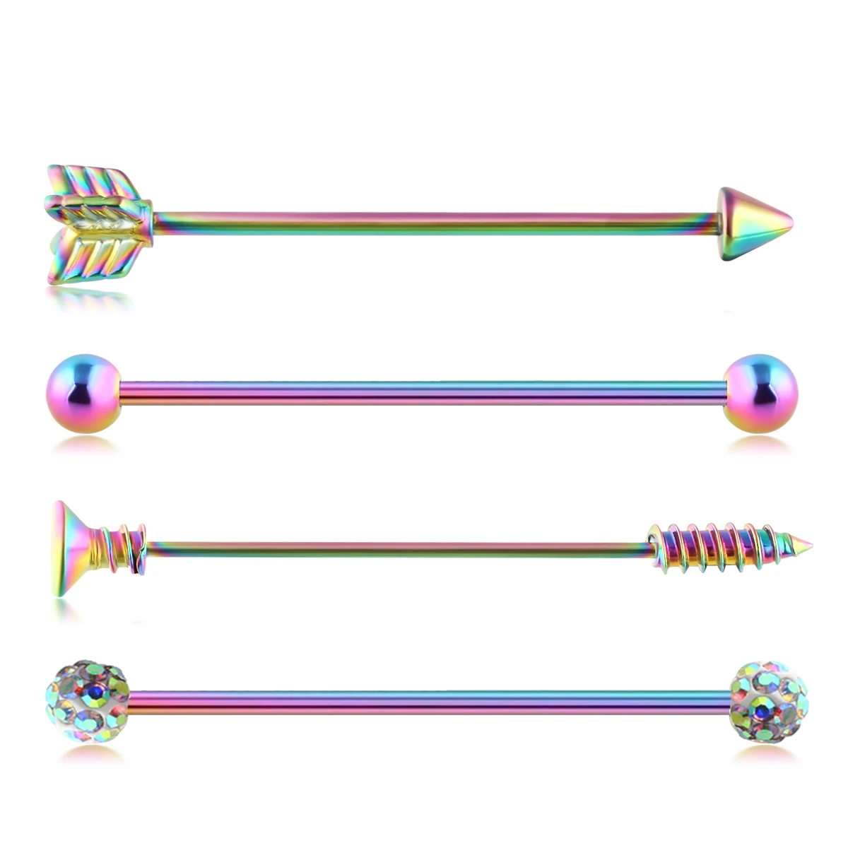 Stainless Steel Heart Industrial Piercing Set Arrow Industrial Barbell Lot Crystal Industrial Piercing Bar Bulk Cartilge Earring
