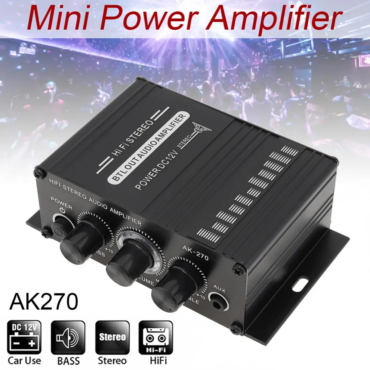 2 x 20W Power Amplifier Audio Karaoke Home Theater Amplifier 2 Channel Bluetooth-compatible Class D USB/SD AUX Input