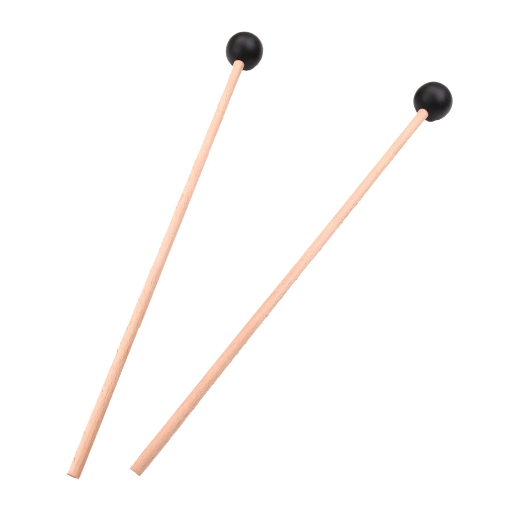 1 Pair Marimba Mallets Bell Mallets Glockenspiel Sticks, Rubber Head Stick with Maple Wood Handle